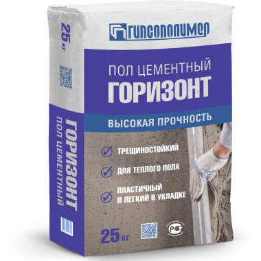 стяжка пол цементный ГОРИЗОНТ 25 кг ТМ ГИПСОПОЛИМЕР (56 уп)