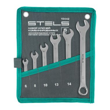 Набор ключей комбинированных 6-32 мм, 22 шт, CrV, матовый хром Stels