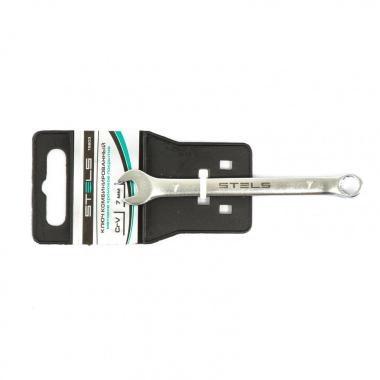 Ключ комбинированный,  7 мм, CrV, матовый хром Stels