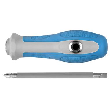 Отвертка с переставным жалом комбинированная, прямая и Т-обр., прорезиненная ручка, 6х120 мм MOS