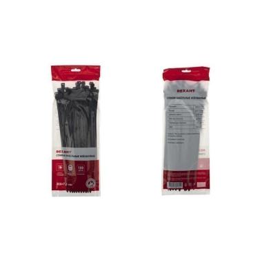 Хомут кабельный 300х7,6мм нейлон черный 100шт/упак.