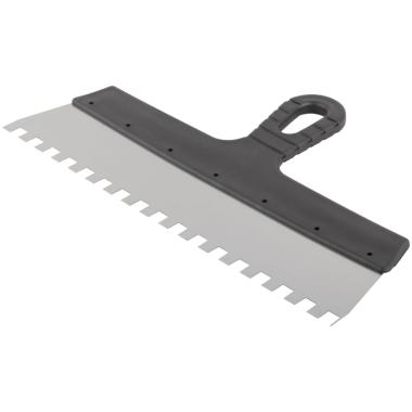 Шпатель фасадный нержавеющий зубчатый 350 мм / зуб 10 мм КУРС