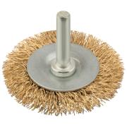Корщетка дисковая прямая, со шпилькой, стальная латунированная волнистая проволока 50 мм Курс
