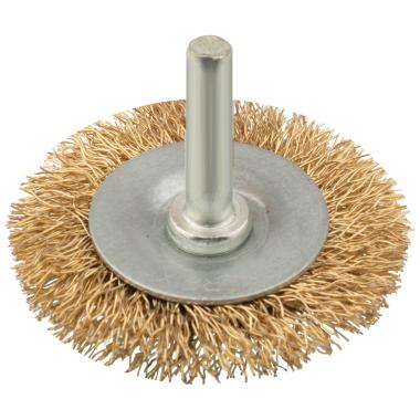 Корщетка дисковая прямая, со шпилькой, стальная латунированная волнистая проволока 50 мм Курс