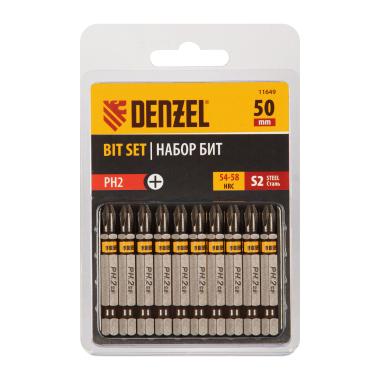 Бита магнитная PH2х50, сталь S2, шестигранный профиль, Е 6,3, 10шт/уп (ПОШТУЧНО), Denzel