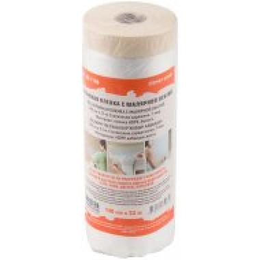 Укрывная пленка с малярной лентой, 140 см х 33 м, статически заряжена, 7 мкр. MASTER COLOR