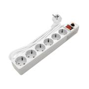 Сетевой фильтр Универсал 6гнёзд 1.8м ПВС 3х0,75 2200Вт белый