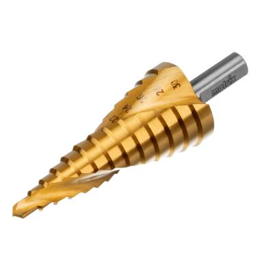 Сверло ступенчатое 6-8-10-12-14-16-18-20-22-24-26-28-30 мм, HSS, 3-гранный хвостовик, Matrix