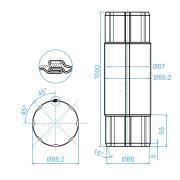 Труба соединительная 1м 125*90мм Красное вино (RAL 3005) OSNO