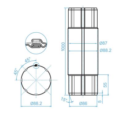 Труба соединительная 1м 125*90мм Красное вино (RAL 3005) OSNO