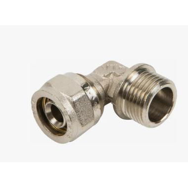 Фитинги угольник обжимной с переходом на нар. резьбу, 90 град., 16*1/2, металл. VT.353