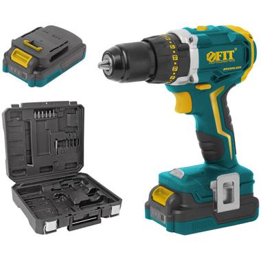 Дрель-Шуруповерт акк. 20,0 В; 0-400/1400 об/мин; 50,0 Нм; 2 (li-ion) 2,0 Ач; 1,5 ч.; бесщеточный; рез. накл.; кейс ФИТ