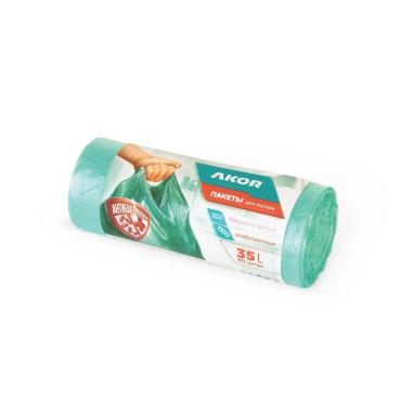 Мешки д/мусора 35л 50шт "АНТИБАК+БИО" биоразлагаемые 6мкм, бирюзов.АКОР /45/