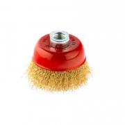 Щетка для УШМ 75 мм, М14, "чашка", латунированная витая проволока Matrix