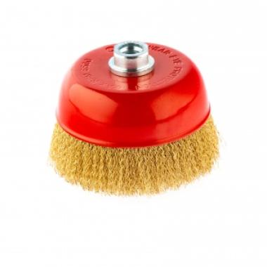 Щетка для УШМ, 125 мм М14 "чашка", латунированная витая проволока, MATRIX