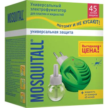 Комплект от комаров Mosquitall: жидкость 45ночей+фумигатор универсальная защита