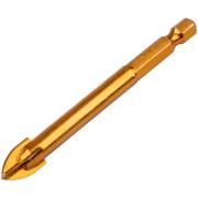 Сверло по кафелю, 4 режущие кромки, титановое покрытие, u-хвостовик под биту 10х84 мм ФИТ