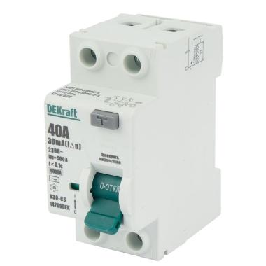 Автомат УЗО 2П 40А 30мА DEKraft УЗО-03 Schneider Electric
