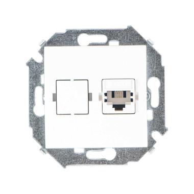 Розетка "Simon" 1СП с/з белый под рамку телефонная