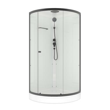 Душевая кабина DOMANI-Spa Simple 99 V1.2 Black accents С КРЫШЕЙ, низк поддон, черн ст., тонир стекл.