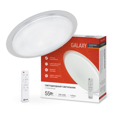 Светильник управ.накладной Comfort Galaxy 55Вт 3000К-6500K 4400Лм 450*85мм с пультом InHome