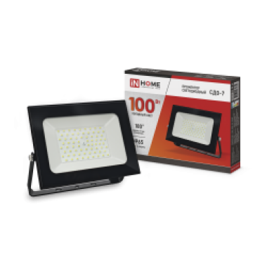 Прожектор IN HOME СДО-07 100Вт 9000Лм 6500К Чёрный