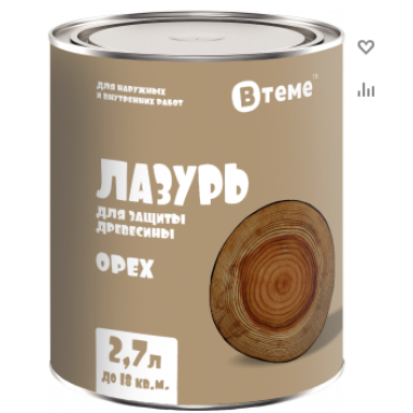 Деревозащита ЛАЗУРЬ орех (2,7л) ТМ "ВТеме" вн/нар.раб