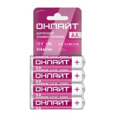 Батарейка LR6 (пальч.) ОНЛАЙТ (4шт/уп) /ЦЕНА за1упак