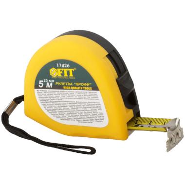 Рулетка 5 м х 25 мм, 2кл.точности, магнитный зацеп, двойной стопор, "Профи", FIT