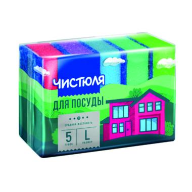 Губка д/посуды 5 шт L Чистюля 64*96*27 мм