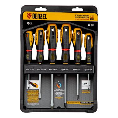 Набор отверток, 6 шт., CrV, 3-х компонентная рукоятка// Denzel