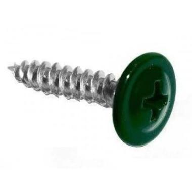 Саморез с прессшайбой, острый, D 4,2 мм 19 мм зелёный мох (RAL 6005), (100 шт/уп)