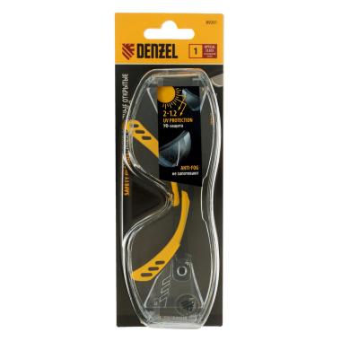 Очки защитные открытые, поликарбонатные, увеличенная прозрачная линза,  регулируемые дужки, Denzel