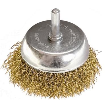Щетка для дрели 50 мм, "чашка" со шпилькой, латунированная витая проволока Matrix
