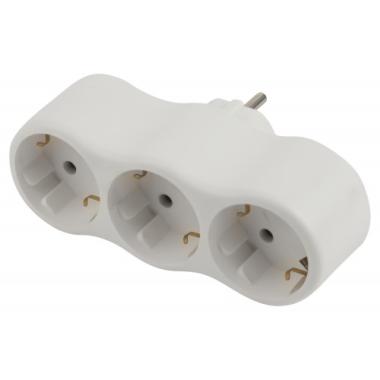 Тройник (разветвитель) 16А с/з белый ЭРА