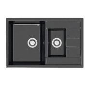 Мойка каменная 210/Q4 черная матовая 755x500x218 с сифоном(391-11), герметиком, фрезой Gota Rocio
