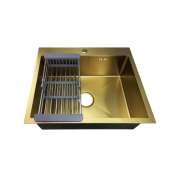 Мойка премиум нерж.сталь 1,2мм 500*440 с сифоном, дозатором, коландером Золото Golden Fox