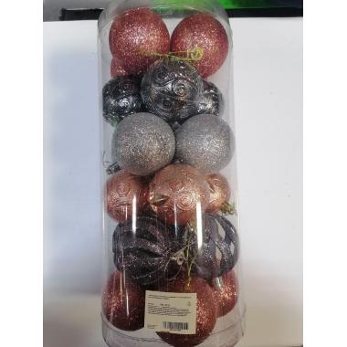 Шар 6 см, (набор 24 шт) "Сказочная симфония", золото/графит/серебро, 201-1510