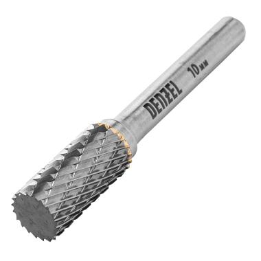 Борфреза твердосплавная по металлу, дереву, пластику, цилиндрическая, тип-А, 10 мм, Denzel