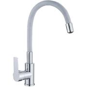 Смеситель для кухни шаровый, гибкий силиконовый излив, серый,302538, Santa-Barbra Gota Rocio