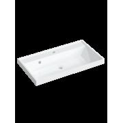 Раковина мебельная Madera Classica 80 накладная,глянцевая белая, прямоугольная, исскуственный мрамор