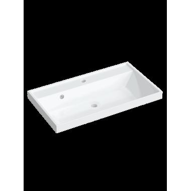 Раковина мебельная Madera Classica 80 накладная,глянцевая белая, прямоугольная, исскуственный мрамор