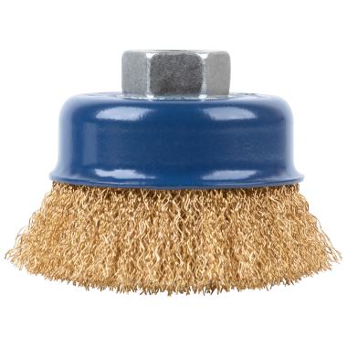 Щетка для УШМ, М14, тип "Чашка", латун. витая проволока 0,3 мм, 75 мм, cutop profi