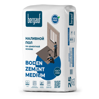 Наливной пол на Цементной основе Bergauf Boden Medium, 25 кг(56) Бергауф