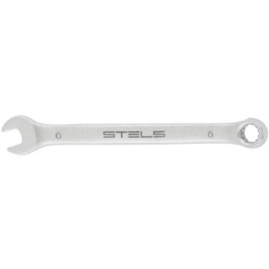 Ключ комбинированный,  6 мм, CrV, матовый хром Stels