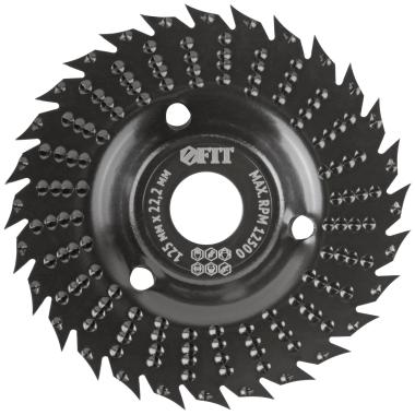 Диск-фреза обдирочный по дереву 125 х 22,2 мм, плоский, грубая насечка, FIT