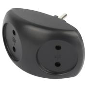 Двойник (разветвитель) 10А б/з черный ЭРА