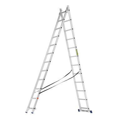 Лестница, 2х12 ступеней двухсекционная алюминиевая 3.35м (max h=5.90м), до 150кг, Сибртех