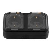 Розетка "Пралеска"2ОП с/з черный IP54