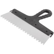 Шпатель фасадный нержавеющий зубчатый 250 мм / зуб 6 мм КУРС